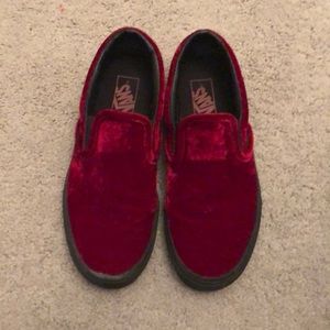 Maroon velvet Vans- excellent condition M7.5 W 9